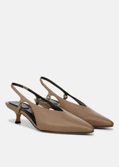 Sabrina Leather Slingback Kitten Heel in Shoes - SAND SHELL | VINCE Sale