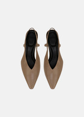 Sabrina Leather Slingback Kitten Heel in Shoes - SAND SHELL | VINCE Sale