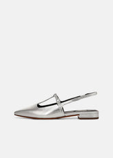Iliana Metallic Leather Slingback Flat in Shoes - SILVER | VINCE Sale