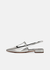 Iliana Metallic Leather Slingback Flat in Shoes - SILVER | VINCE Sale