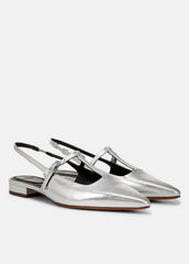 Iliana Metallic Leather Slingback Flat in Shoes - SILVER | VINCE Sale