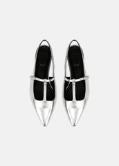Iliana Metallic Leather Slingback Flat in Shoes - SILVER | VINCE Sale