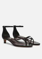 Siri Leather Heeled Sandal in Shoes - BLACK/NUTWOOD | VINCE Sale