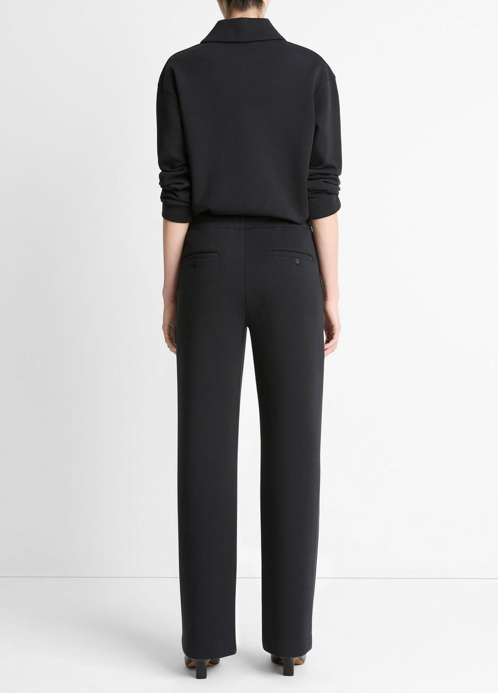 Cotton-Blend Trouser in Trousers - BLACK | VINCE Women