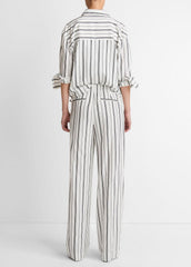Resort Stripe Pull-On Pant in Wide Leg - WHITE/BLACK | VINCE Women