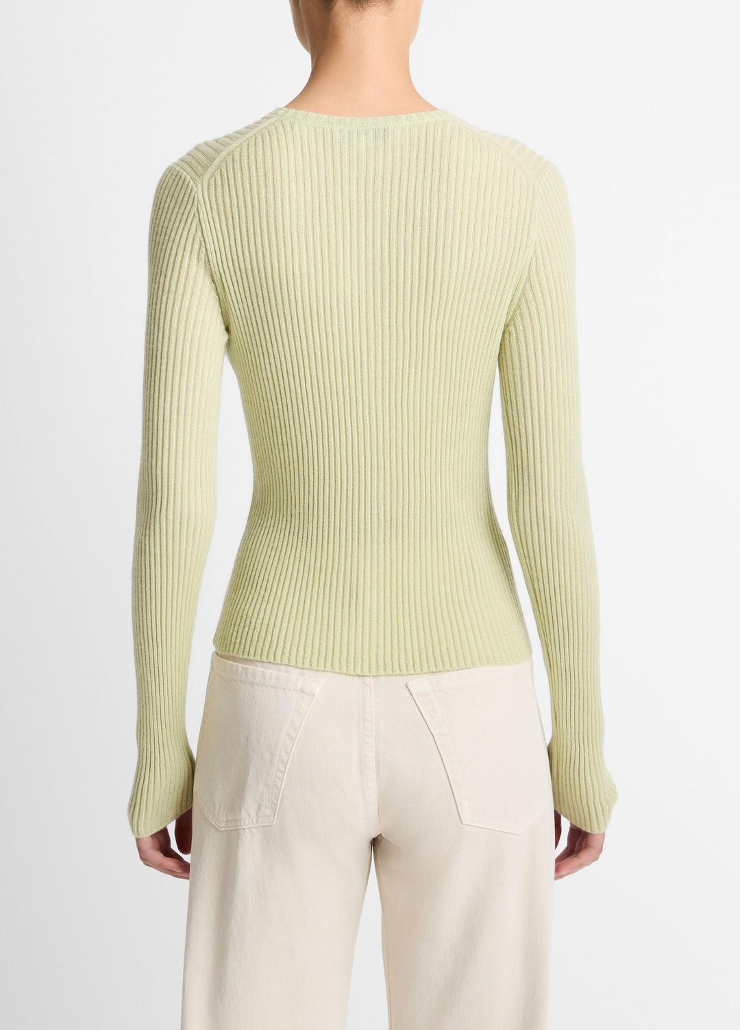 Ribbed Cashmere-Silk Cardigan in Cardigans - PALE FERN | VINCE Women