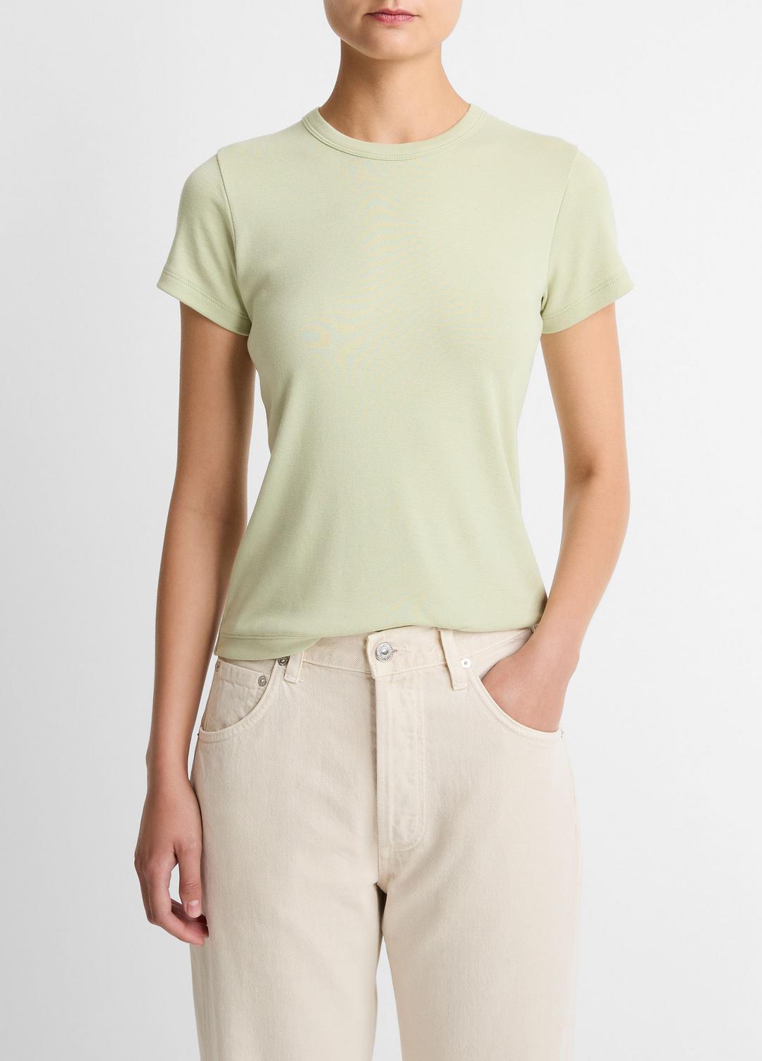 Pima Cotton-Blend '90s Shrunken T-Shirt in Short Sleeve - PALE FERN | VINCE Women