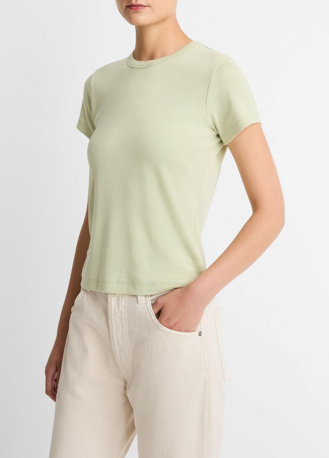 Pima Cotton-Blend '90s Shrunken T-Shirt in Short Sleeve - PALE FERN | VINCE Women