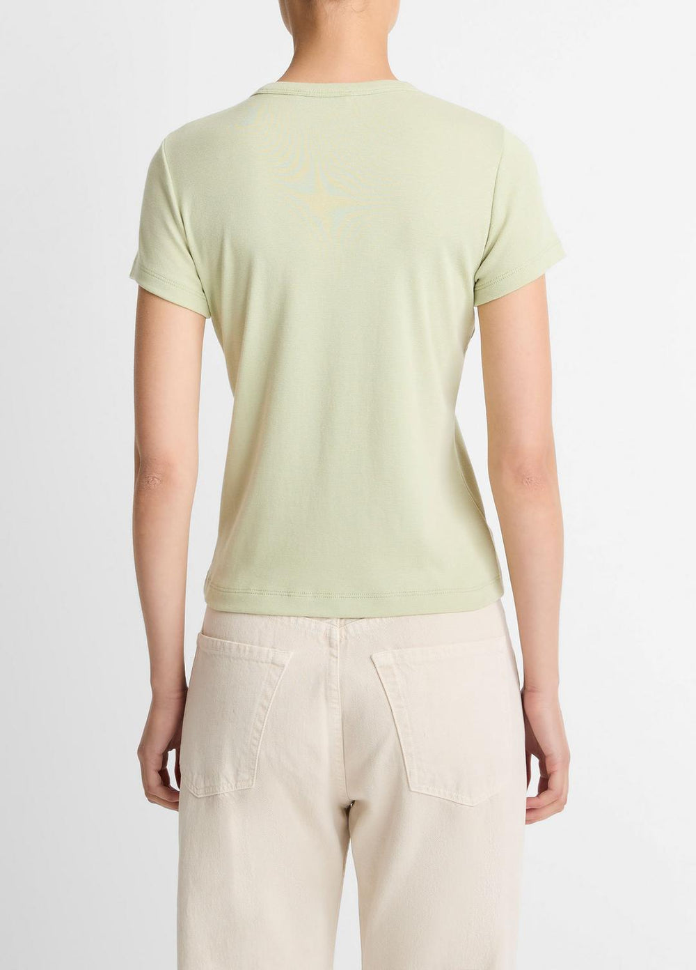 Pima Cotton-Blend '90s Shrunken T-Shirt in Short Sleeve - PALE FERN | VINCE Women