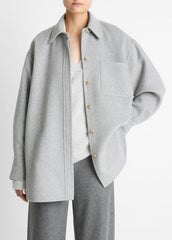 Double-Face Wool & Cashmere-Blend Shirt Jacket in Jackets - HEATHER GREY | VINCE Women