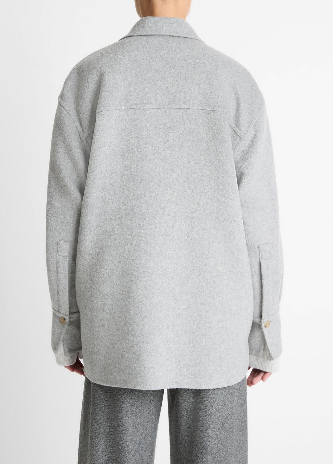 Double-Face Wool & Cashmere-Blend Shirt Jacket in Jackets - HEATHER GREY | VINCE Women