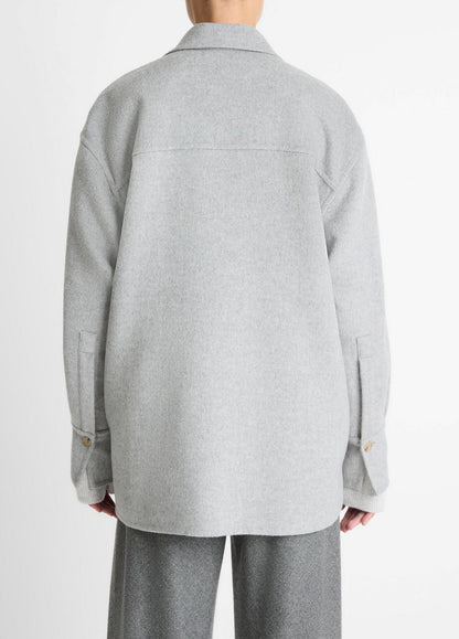 Double-Face Wool & Cashmere-Blend Shirt Jacket in Jackets - HEATHER GREY | VINCE Women