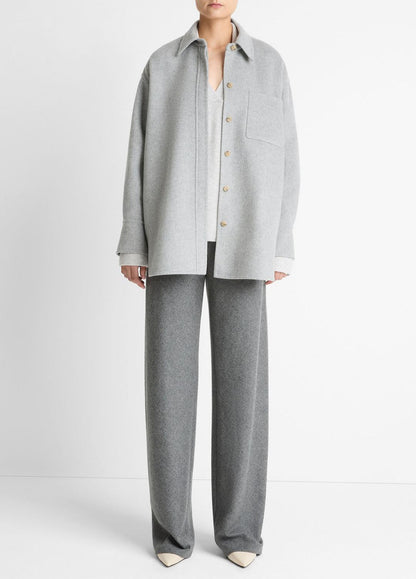 Double-Face Wool & Cashmere-Blend Shirt Jacket in Jackets - HEATHER GREY | VINCE Women