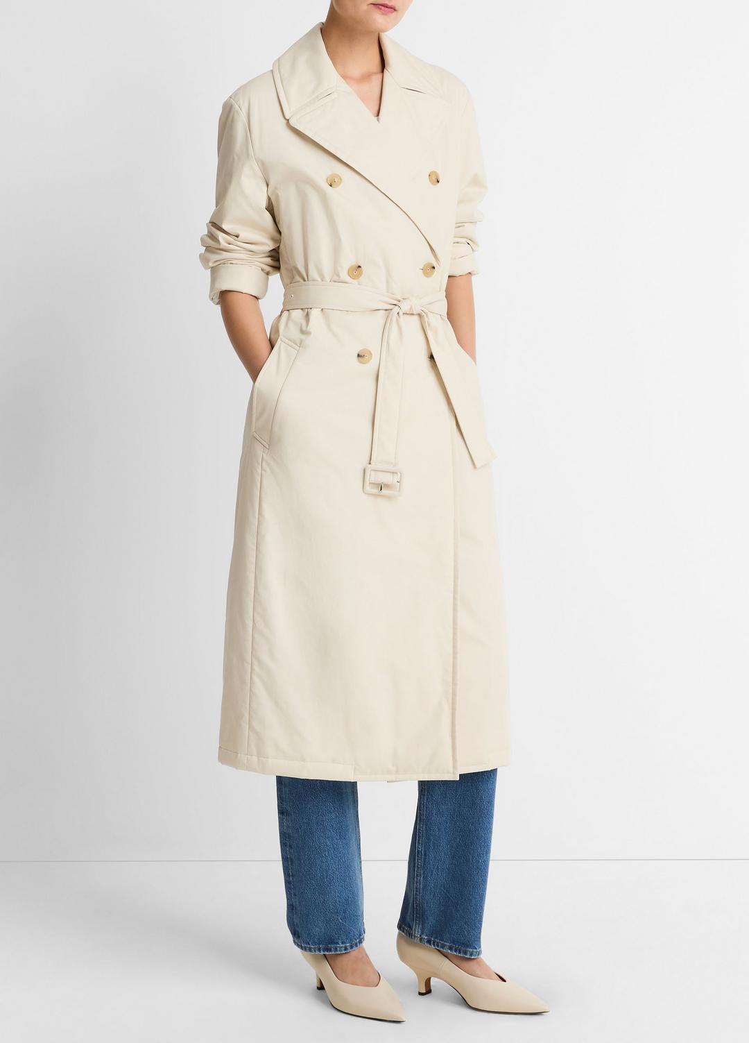 Padded Cotton Long Coat in Coats - WHITE TEA | VINCE Women
