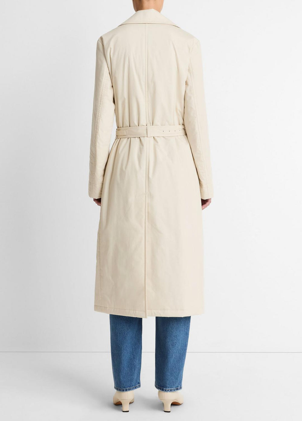 Padded Cotton Long Coat in Coats - WHITE TEA | VINCE Women