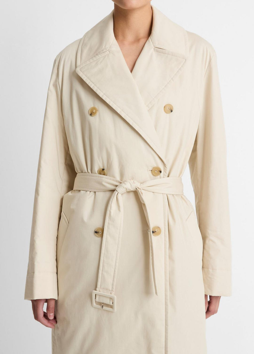 Padded Cotton Long Coat in Coats - WHITE TEA | VINCE Women