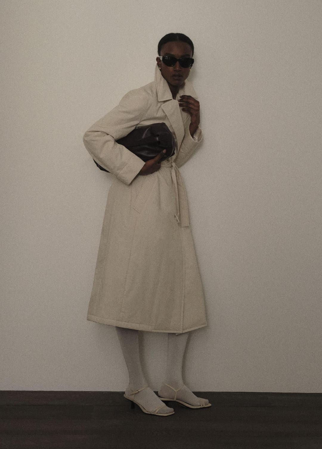Padded Cotton Long Coat in Coats - WHITE TEA | VINCE Women