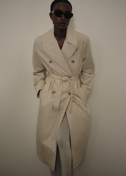 Padded Cotton Long Coat in Coats - WHITE TEA | VINCE Women
