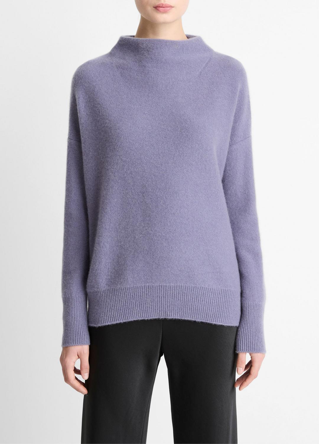 Plush Cashmere Funnel-Neck Sweater in Turtleneck - MAUVE IRIS | VINCE Women