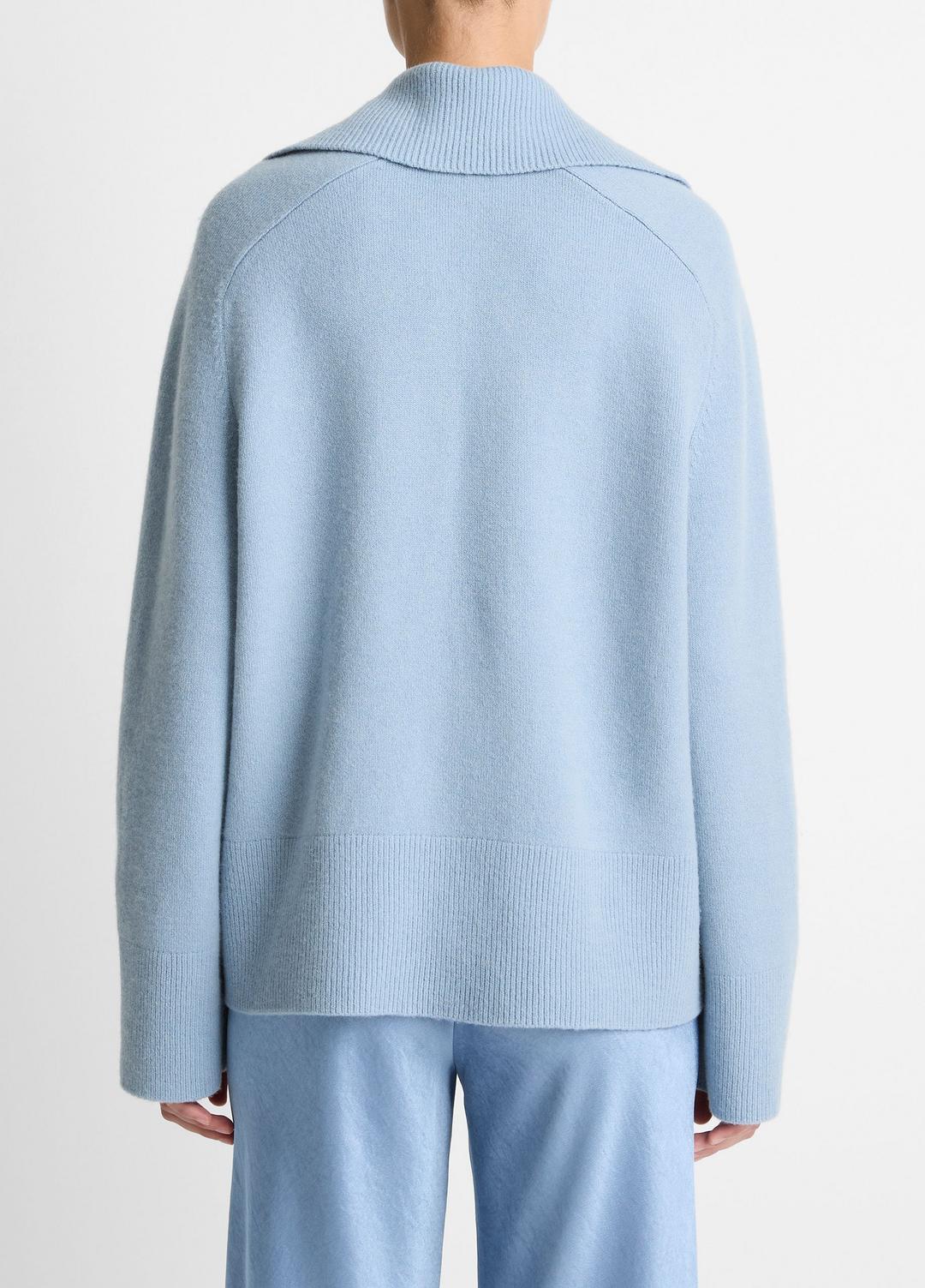 Wool & Cashmere-Blend Oversized Polo Sweater in V-Neck - PACIFIC | VINCE Women