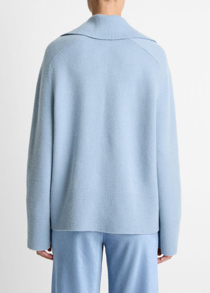Wool & Cashmere-Blend Oversized Polo Sweater in V-Neck - PACIFIC | VINCE Women