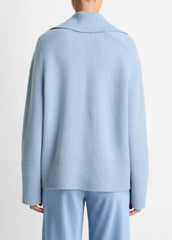 Wool & Cashmere-Blend Oversized Polo Sweater in V-Neck - PACIFIC | VINCE Women