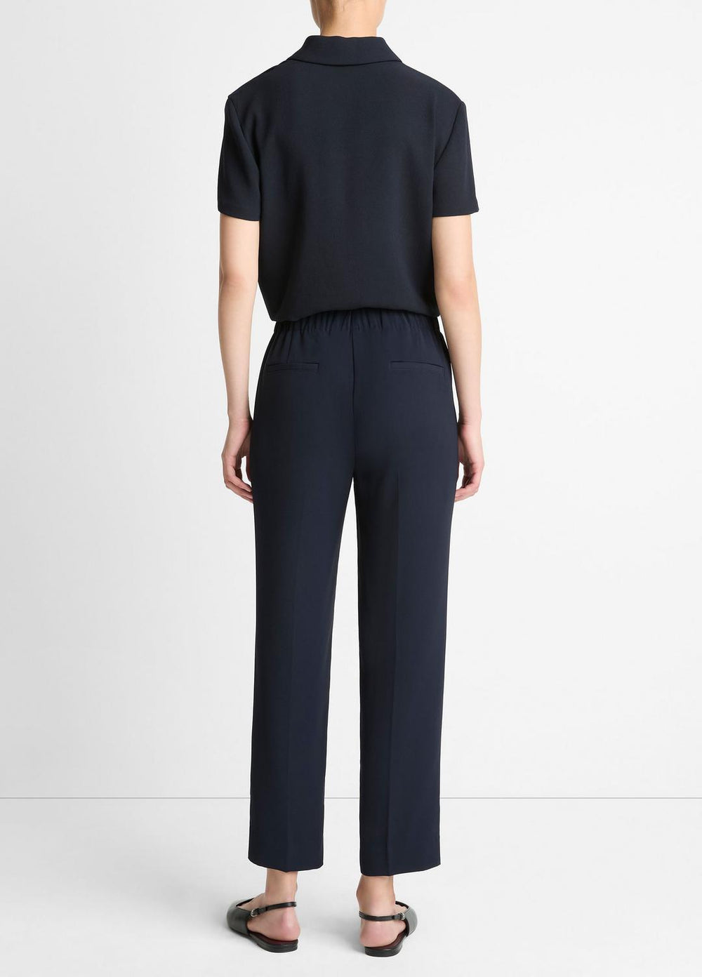 Crepe Tapered Pull-On Pant in Trousers - COASTAL BLUE | VINCE Women