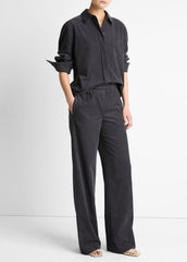 Cotton Corduroy Pull-On Pant in Wide Leg - GRAPHITE | VINCE Women