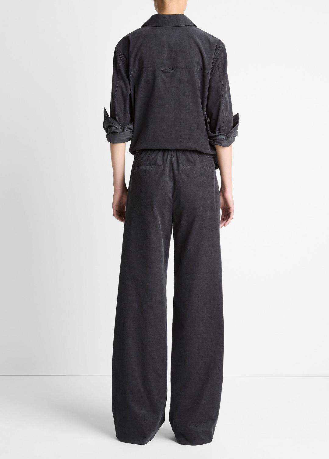 Cotton Corduroy Pull-On Pant in Wide Leg - GRAPHITE | VINCE Women