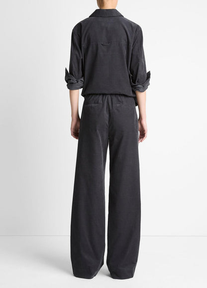 Cotton Corduroy Pull-On Pant in Wide Leg - GRAPHITE | VINCE Women