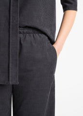 Cotton Corduroy Pull-On Pant in Wide Leg - GRAPHITE | VINCE Women