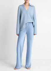 Colette High-Rise Fluid Satin Bias Pant in Trousers - PACIFIC | VINCE Women