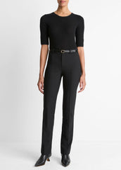 Cotton-Blend Slim Cigarette Pant in Trousers - BLACK | VINCE Women