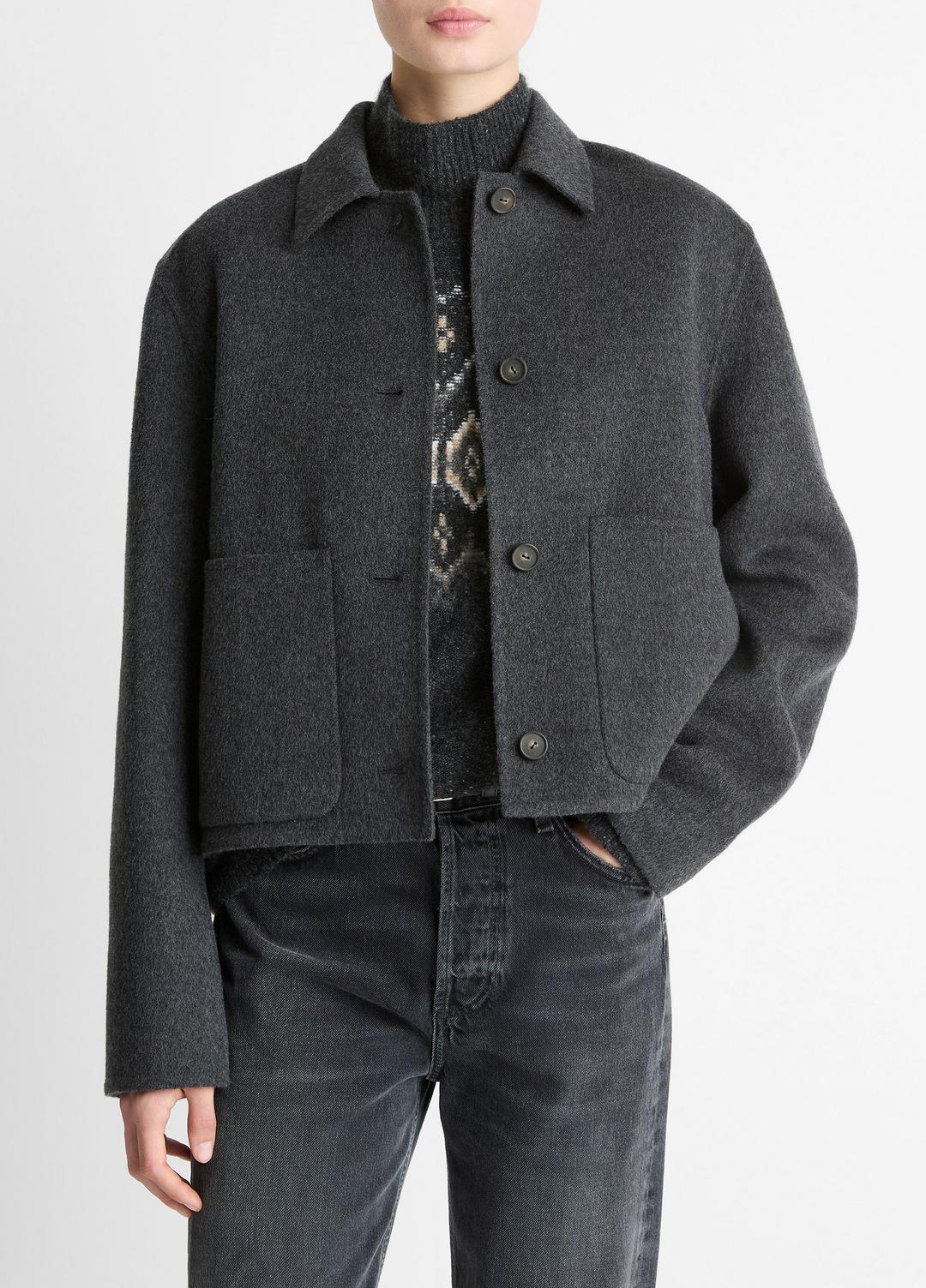 Wool & Cashmere-Blend Short Jacket in Jackets - CHARCOAL | VINCE Women