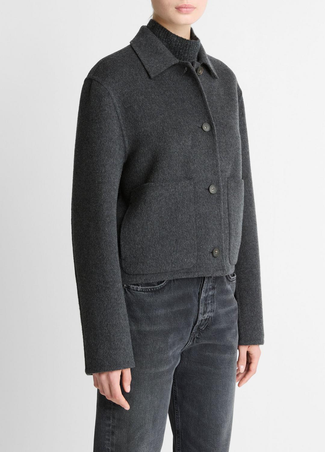 Wool & Cashmere-Blend Short Jacket in Jackets - CHARCOAL | VINCE Women