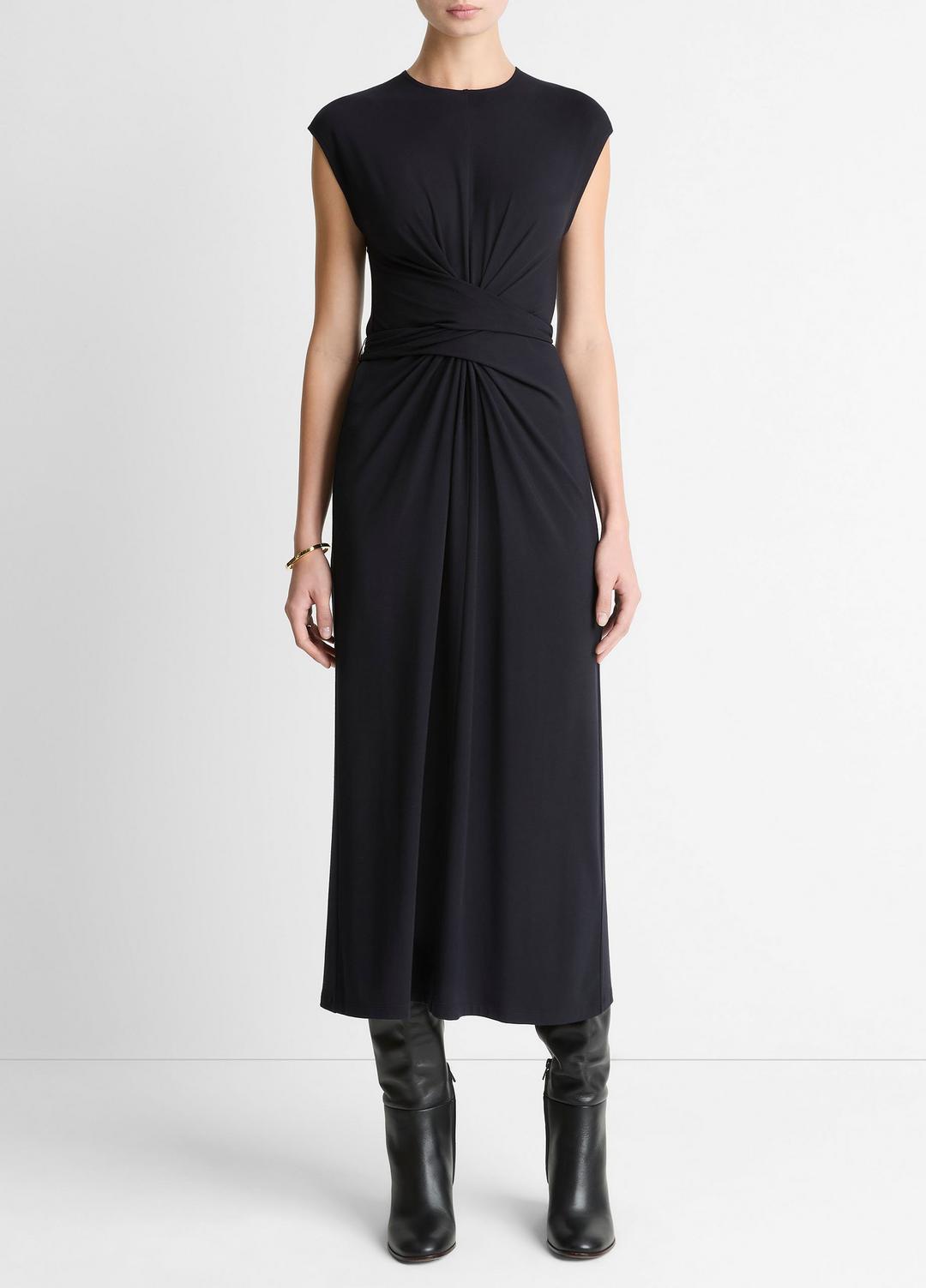 Jersey Wrap Midi Dress in Dresses - COASTAL BLUE | VINCE Women
