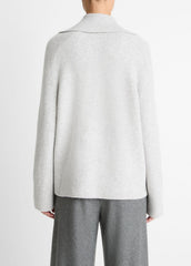 Wool & Cashmere-Blend Oversized Polo Sweater in V-Neck - HEATHER PALE GREY | VINCE Women