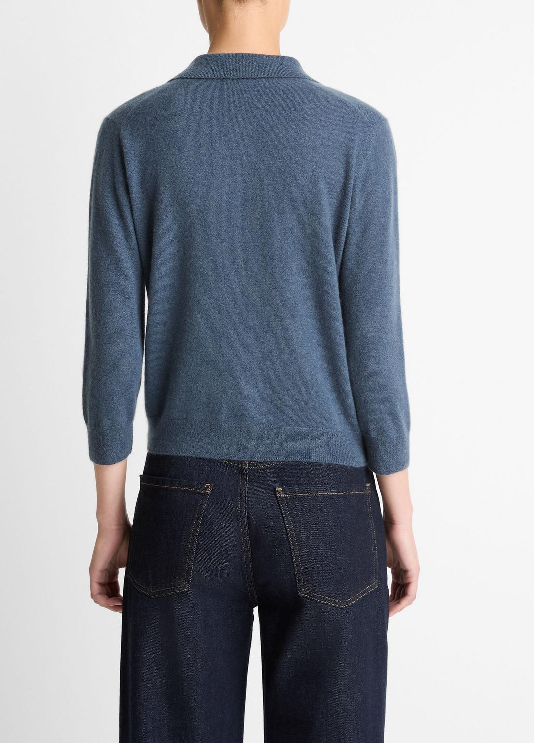 Cashmere-Silk Polo Sweater in Cashmere - AZURA | VINCE Women