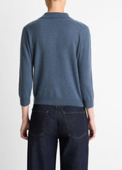 Cashmere-Silk Polo Sweater in Cashmere - AZURA | VINCE Women