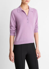 Cashmere-Silk Polo Sweater in Cashmere - MULBERRY | VINCE Women