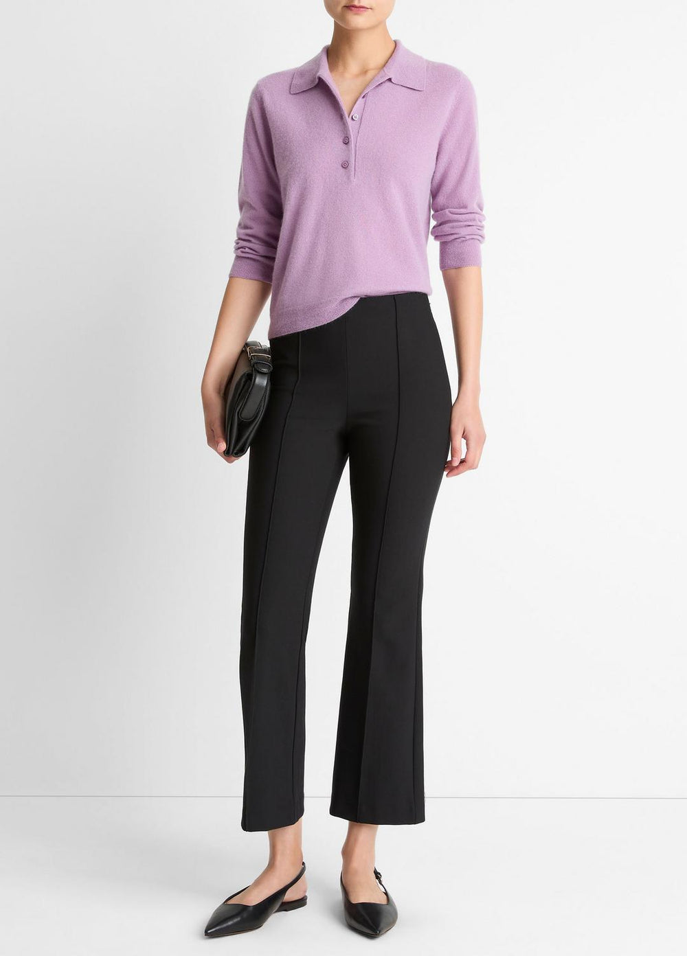 Cashmere-Silk Polo Sweater in Cashmere - MULBERRY | VINCE Women