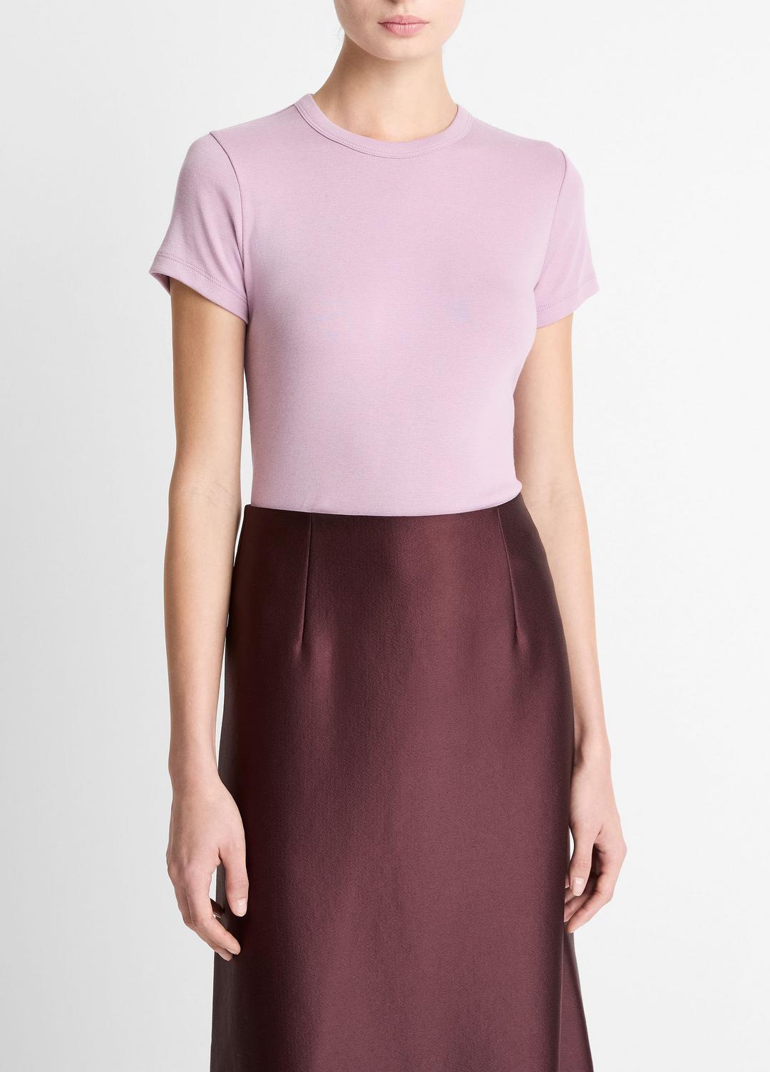 Pima Cotton-Blend '90s Shrunken T-Shirt in Short Sleeve - AMETHYST | VINCE Women
