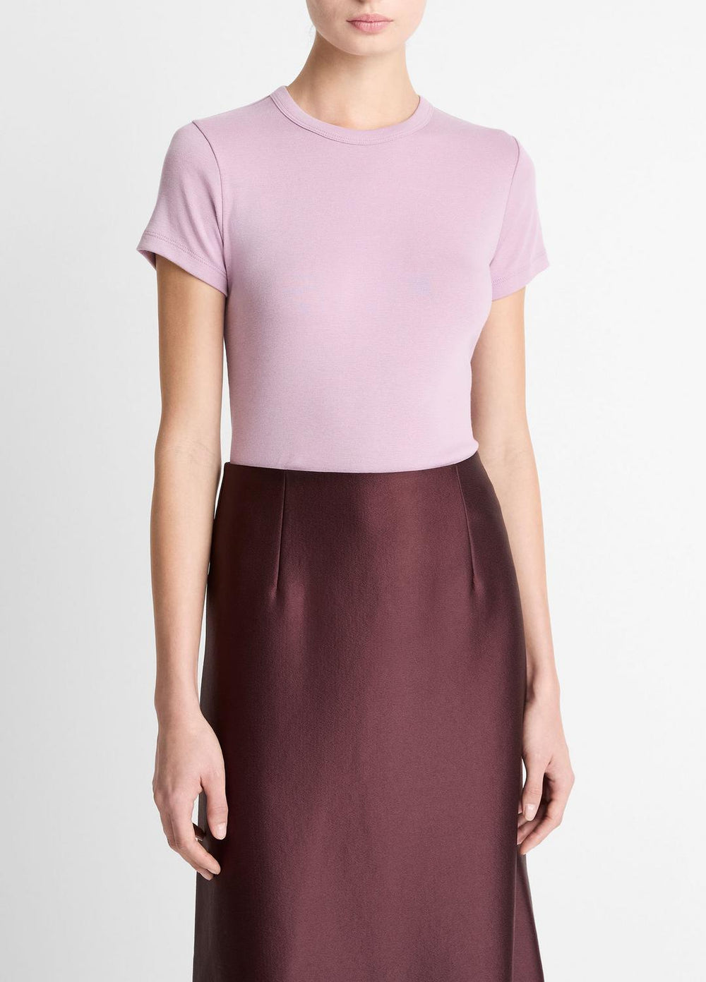 Pima Cotton-Blend '90s Shrunken T-Shirt in Short Sleeve - AMETHYST | VINCE Women