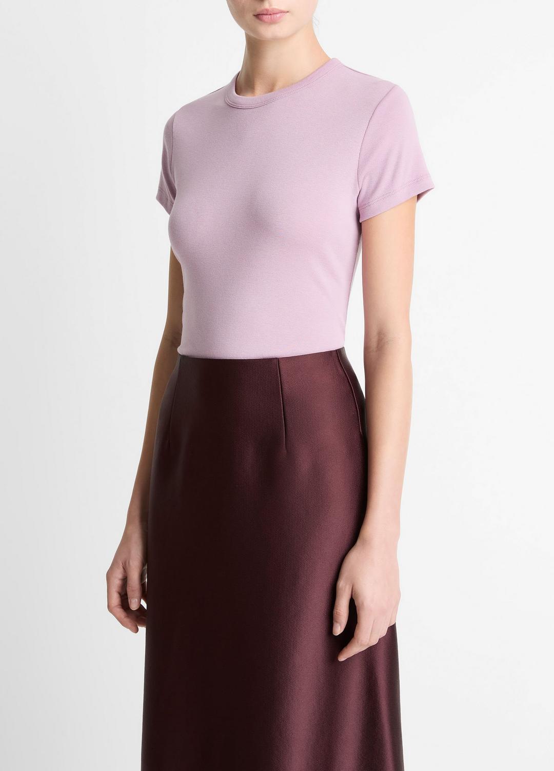 Pima Cotton-Blend '90s Shrunken T-Shirt in Short Sleeve - AMETHYST | VINCE Women