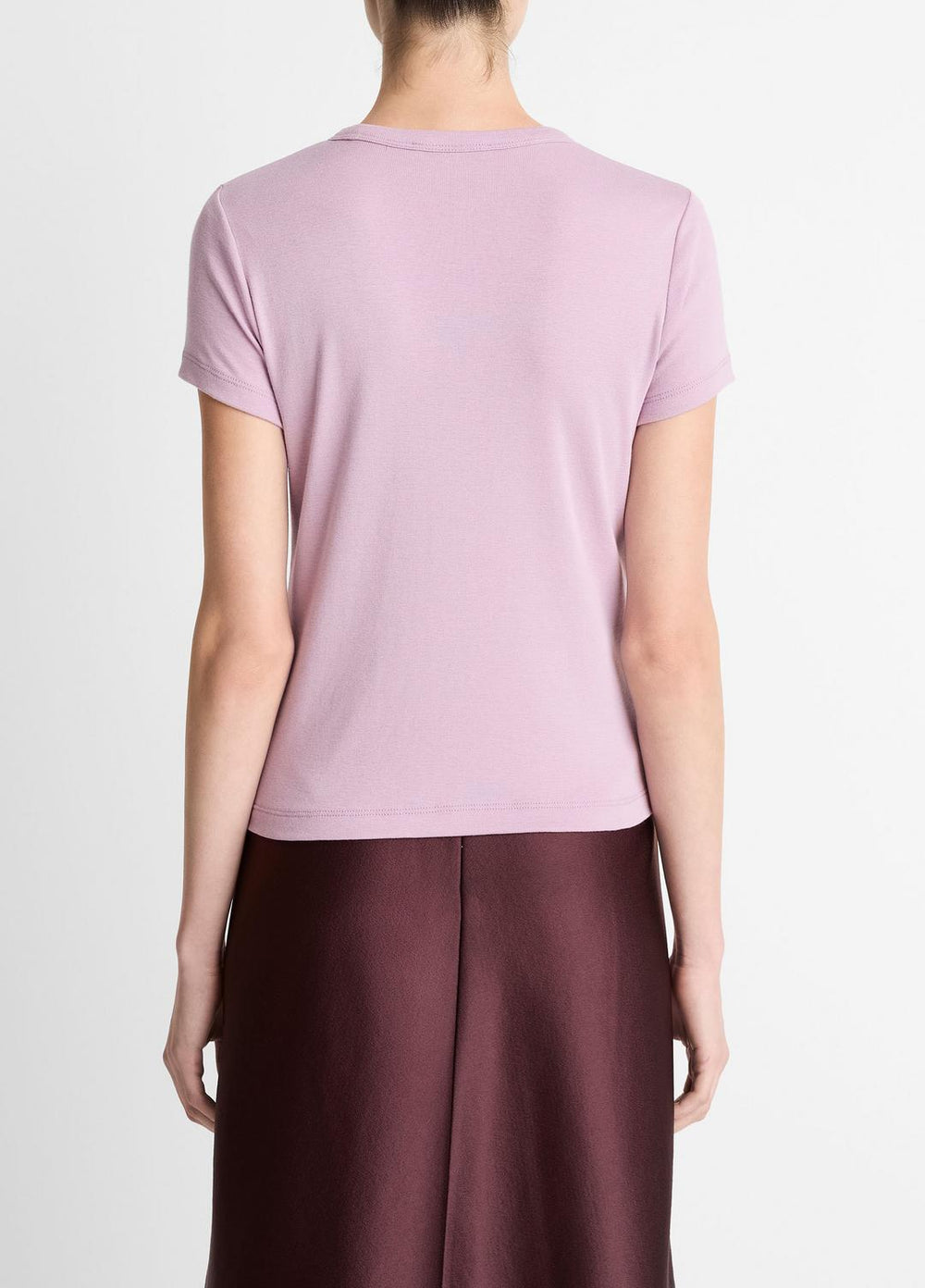 Pima Cotton-Blend '90s Shrunken T-Shirt in Short Sleeve - AMETHYST | VINCE Women