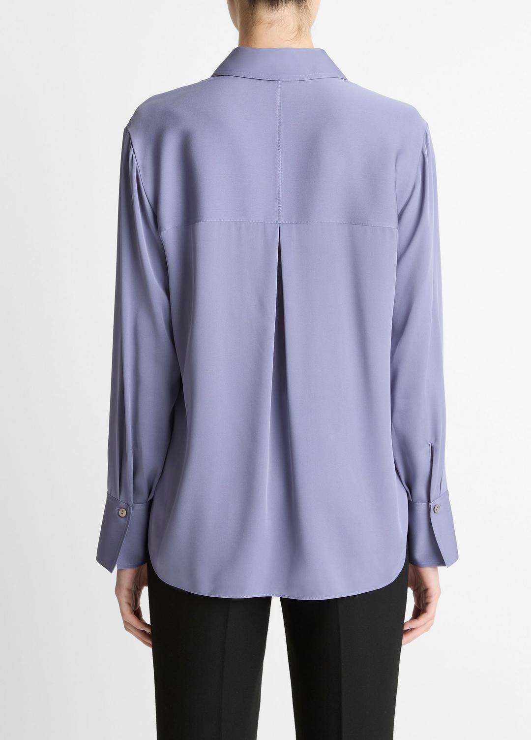 Stretch-Silk Button-Front Blouse in Long Sleeve - MAUVE IRIS | VINCE Women