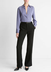 Stretch-Silk Button-Front Blouse in Long Sleeve - MAUVE IRIS | VINCE Women