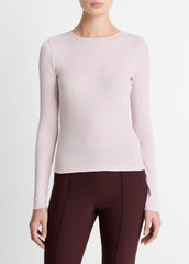 Ribbed Pima Cotton Long-Sleeve T-Shirt in Long Sleeve - IRIS QUARTZ | VINCE Women