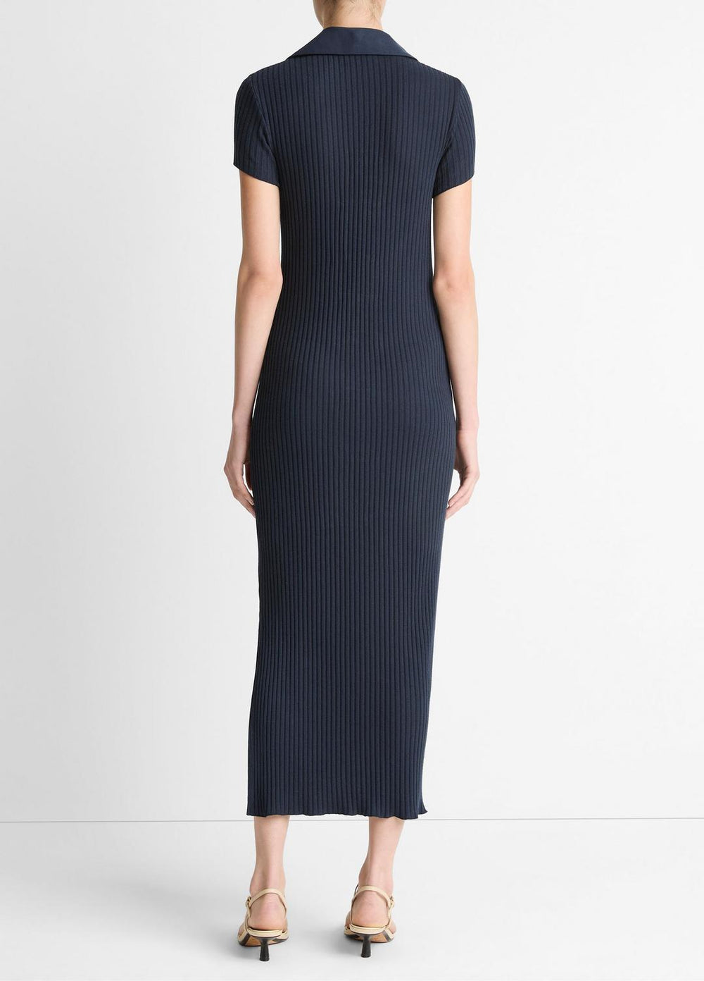 Ribbed Cotton-Blend Polo Dress in Dresses - COASTAL BLUE | VINCE Women