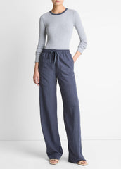 Tipped Heathered Pima Cotton-Blend Long-Sleeve T-Shirt in Long Sleeve - HEATHER THISTLE COMBO | VINCE Women
